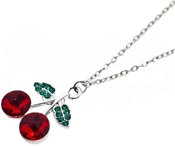 Cadena de acero quirurgico con dije fantasia cereza 45cm + 5cm